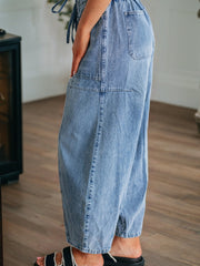 Myosotis Large Patch Pocket Drawstring Paperbag Waist Barrel Jeans - Miniatuur