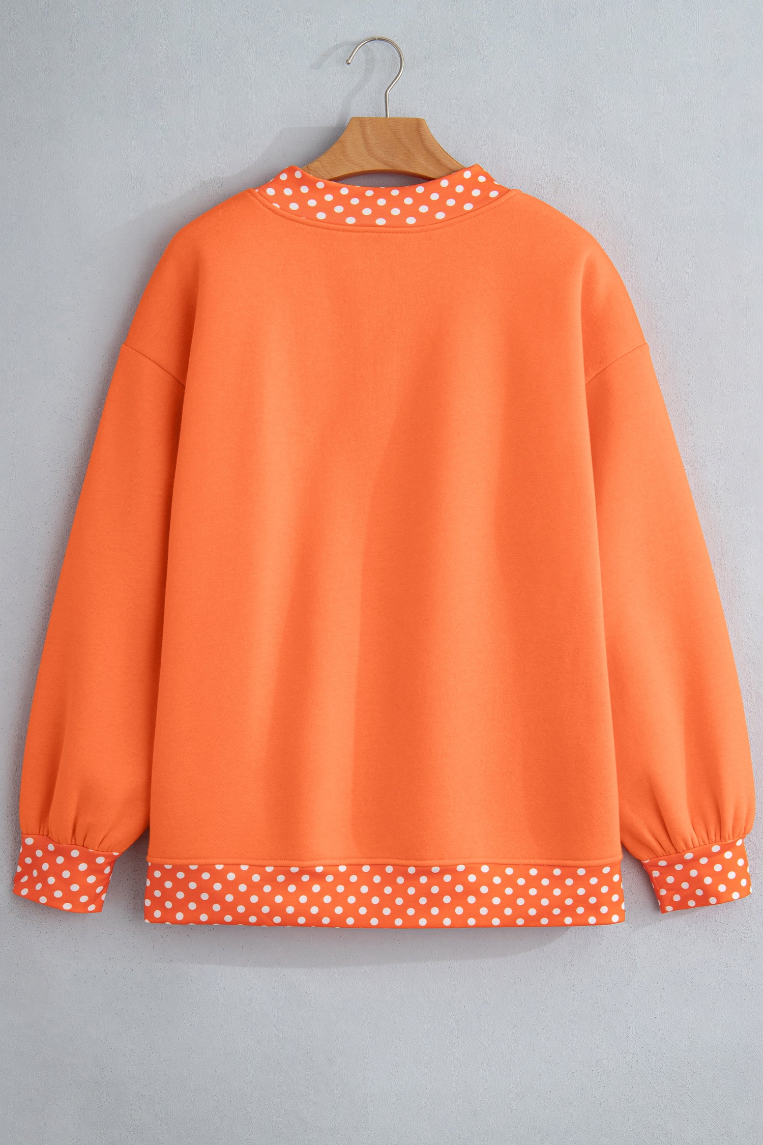 Orangefarbener Colorblock Polka Dot Contrast Trim Oversized Sweatshirt