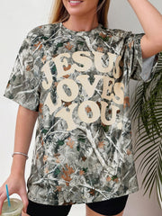 Pink Camo Woodland LOVE LIKE JESUS Casual Tee - Miniatuur
