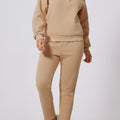 Parchment Solid Half Button Sweatshirt and High Waist Sweatpants Set - Foto 1