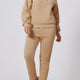 Parchment Effen Half Knoop Comfortabele Trui and Hoge Taille Sweatpants Set