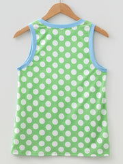 Grünes Polka Dot Contrast Trim Rundhals-Tanktop mit lockerem Tanktop - Miniatuur