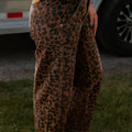 Brown Clear Seam Detail Patchwork Leopard Print Barrel Jeans - Damesmode Afbeelding 4 - Foto 4
