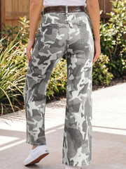 Jeans Shift en Coton Moulant Motif Camo vert - Miniatuur