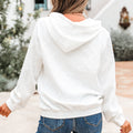 Weißer Kabelgitter-Struktur Känguru-Taschen-Hoodie - Foto 2