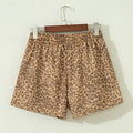 Khaki Leopard Drawstring Elastic Waist Star Patched Shorts - Foto 5