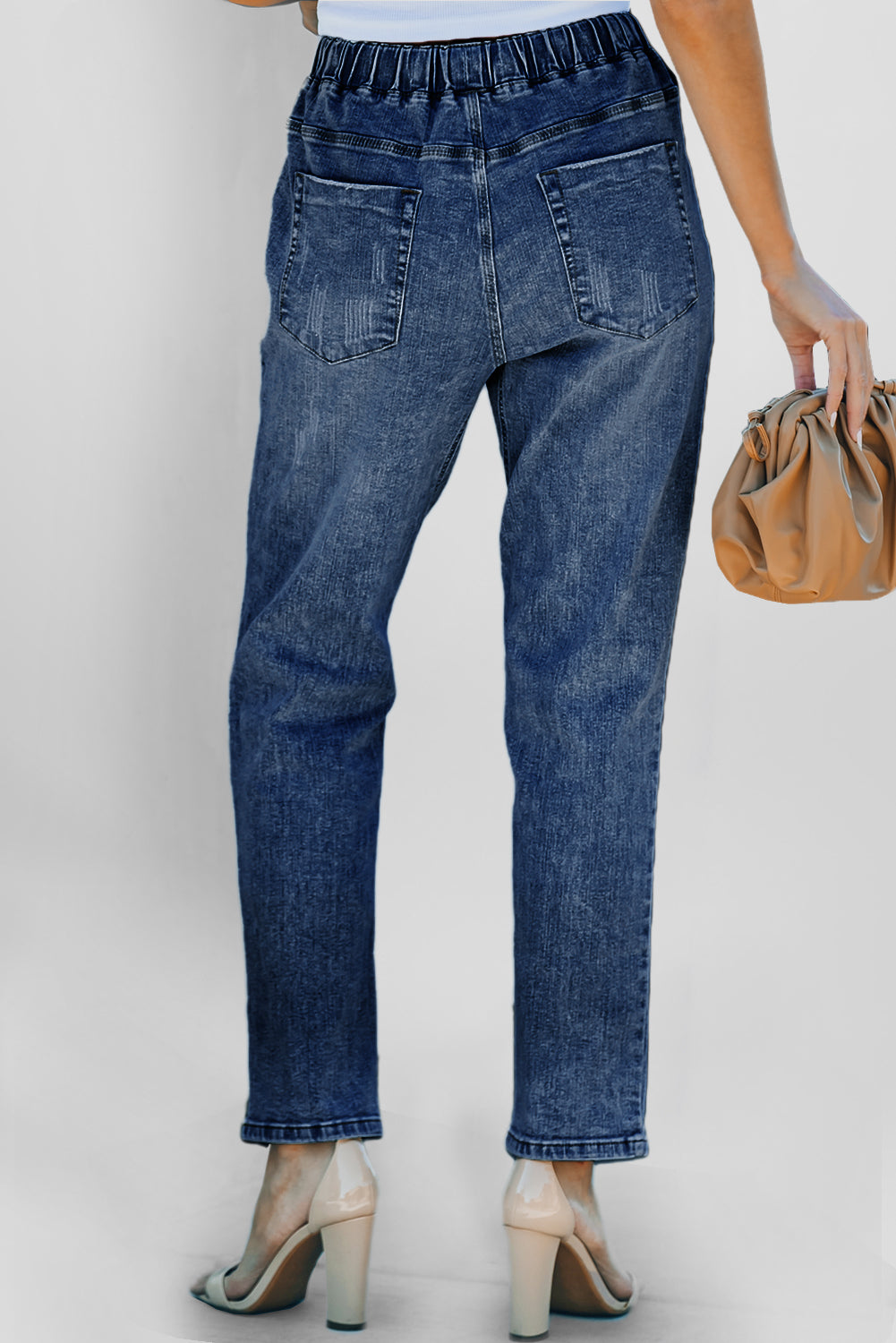 Dunkelblauer Zusammenkommen Denim-Jogger mit Stresstaschen