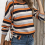 Full Size Casual Striped Long Sleeve Crew Neck Top Plus Size