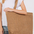 Camel Einfarbige Stroh-Webung Sommerstrand-Tote-Tasche - Foto 2
