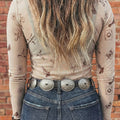 Camel Leopard Print Slim Fit Mesh Long Sleeve Mock Neck Top - Foto 5