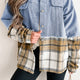 Kaki Plaid Patchwork Knooped Oversized Spijkerstof Jasje
