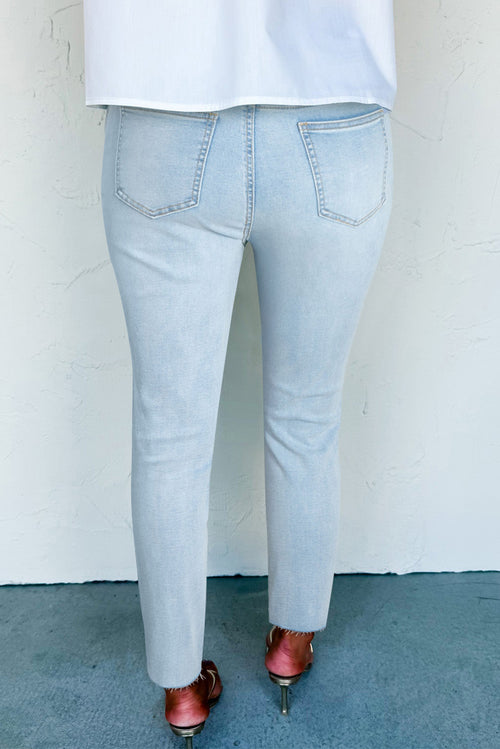 Beau Blue Mid Rise Ankle-Length Distressed Skinny Jeans - Damesmode Afbeelding 2