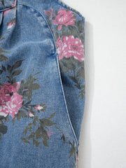 Myosotis Floral Print Denim Shortalls - Miniatuur