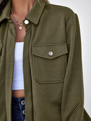 Chemise à rabat à boutons à fermeture éclair vert vert noirâtre vestes à col - Damesmode Afbeelding 7 - Miniatuur