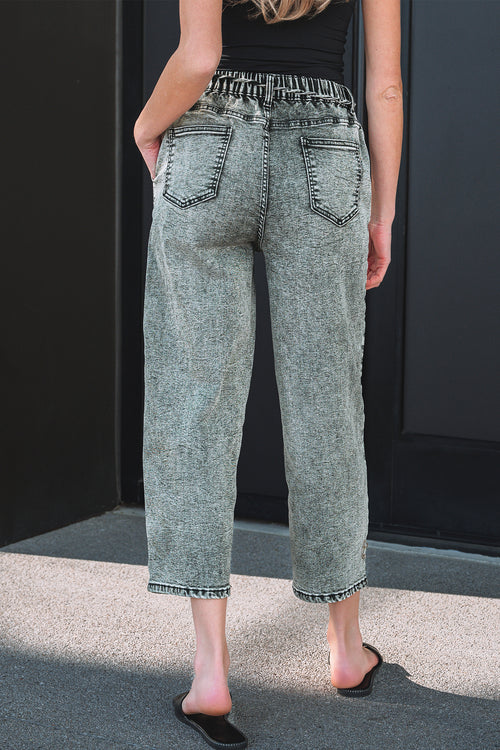 Pantalon en jean à cravate gris acid wash