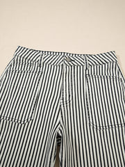 Black Stripe Patch Pocket High Waist Shift Denim Jeans - Women's Fashion Image 5 - Miniatuur