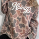 Mehrfarbiger Tarnmuster – Howdy Western Style Dames Tasgy Pullover-Pullover