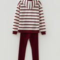 Sudadera con sudadera de rayas rojas y pantalones lisos de canaladura 2 piezas conjunto - Foto 6