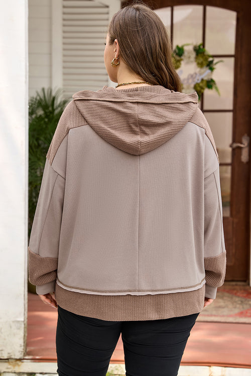Sweat à capuche à poches grande taille Patchwork contrast Goat Waffle