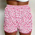 Rosa Leopard Elastesch Tailleband Schnürung Kontrast Trim Casual Shorts - Foto 2