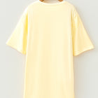Yellow Cream Eyelet Embroidered Lace Splicing Sleeve Loose T Shirt Dress - Thumbnail