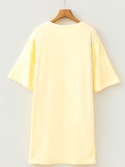 Œillets crème jaunes Broderie à manches à manches à découpage Chemise ample - Miniatuur