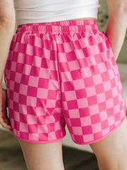 Calções casuais casuais pretos com cordão xadrez e cintura elástica - Imagem de Moda Feminina 8 - Miniatuur
