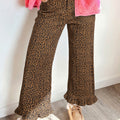 Brown Leopard Print Ruffled Hem Shift Jeans - Damesmode Afbeelding 3 - Foto 3