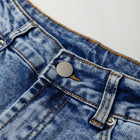 Myosotis-Mittelnaht mit Bündchen, gerade Jeans mit hohem Taille - Thumbnail