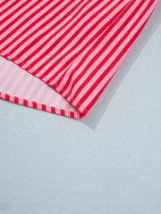 Chemise boutonnée rayée rouge Manches longues à poches patch Chemise décontractée - Miniatuur