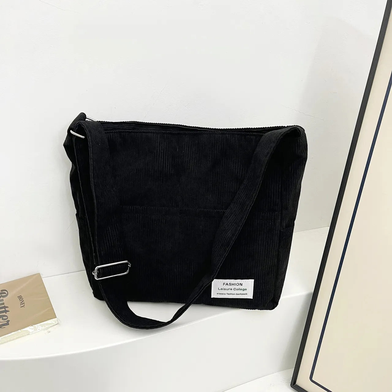 Corduroy Crossbody Messenger Bag