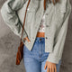 Sky Blauw Raw Hem Flap Zakkens Cropped Corduroy Jasje