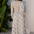 Khaki Maple Grove Floral Smocked Puff Sleeve Long Dress - Foto 2