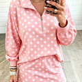 Rosa Polka Dot Hooded-Langarm-Top Casual Mini-Skort-Set - Foto 1