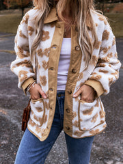 Chaqueta de forro polar beige francés claro con un patrón floral adorable - Miniatuur