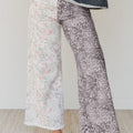 Jeans leopardo retrò multicolore a toppe contrastanti con orlo grezzo - Foto 4