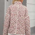 Rosa Blummenprint Kontrast Rand-Tasch Stachelhals-Jackett - Foto 5
