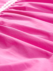 Strawberry Pink Ric Rac Colorblock Flutter Sleeve V Neck Tiered Dress - Miniatuur
