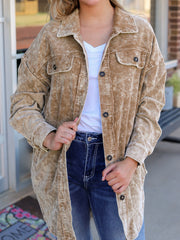 Shacket Vintage Vintage Minerale Degradato Oversized Shacket - Miniatuur