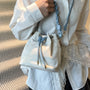 Drawstring PU Leather Bucket Bag