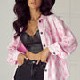 Delicacy Geometric Print Textured Flap Detail Shacket with Pocket