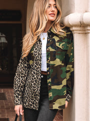 Brown Leopard Camo Patchwork Oversize Shacket - Women's Fashion Image 4 - Miniatuur