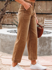 Ashleigh Blue Cropped High Rise Wide Leg Jeans - Damesmode Afbeelding 6 - Miniatuur
