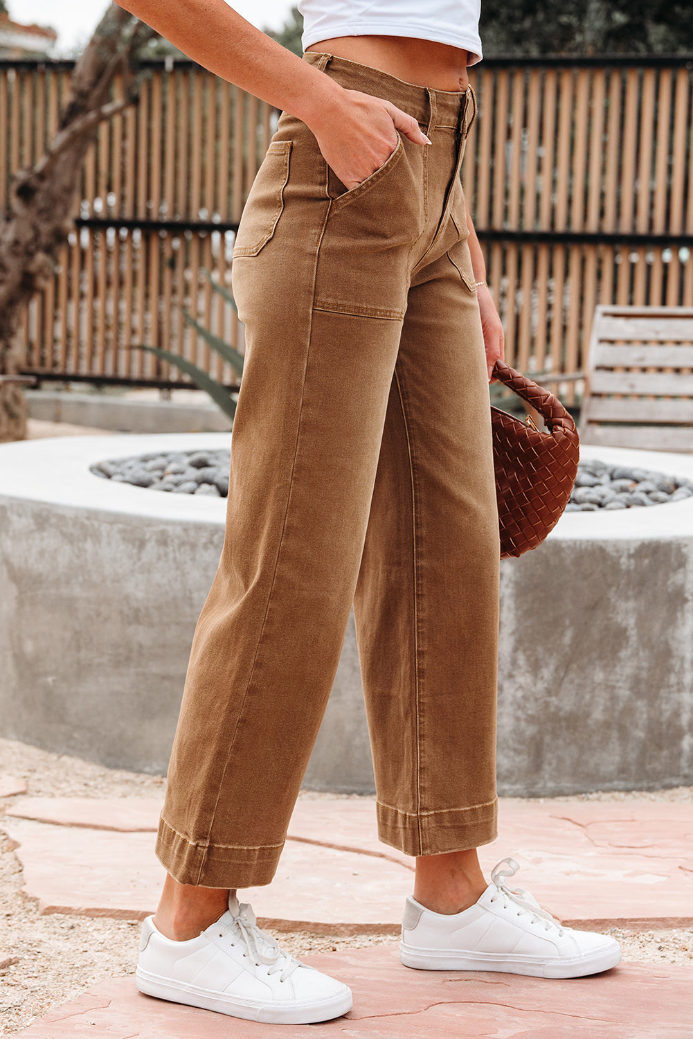 Ashleigh Blue Cropped High Rise Wide Leg Jeans - Damesmode Afbeelding 6