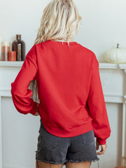 Racing Red Gingham Patch Embroidered Rugby Game Day Stars Sweatshirt - Miniatuur