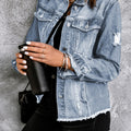 Veste en jean veste en jean à revers bleu ciel usée - Foto 3