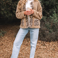 Casual Leopard Print Accent Plush Jacket with Pockets - Foto 5