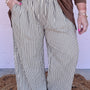 Black Stripe Plus Size Tie Waist Airy Pants