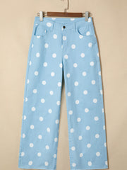 Jeans Raw Low Down à pois à pois bleu ciel - Miniatuur