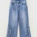 Ashleigh Blue Embroidered Western Print Flare Leg Full Length Jeans - Damesmode Afbeelding 4 - Foto 4